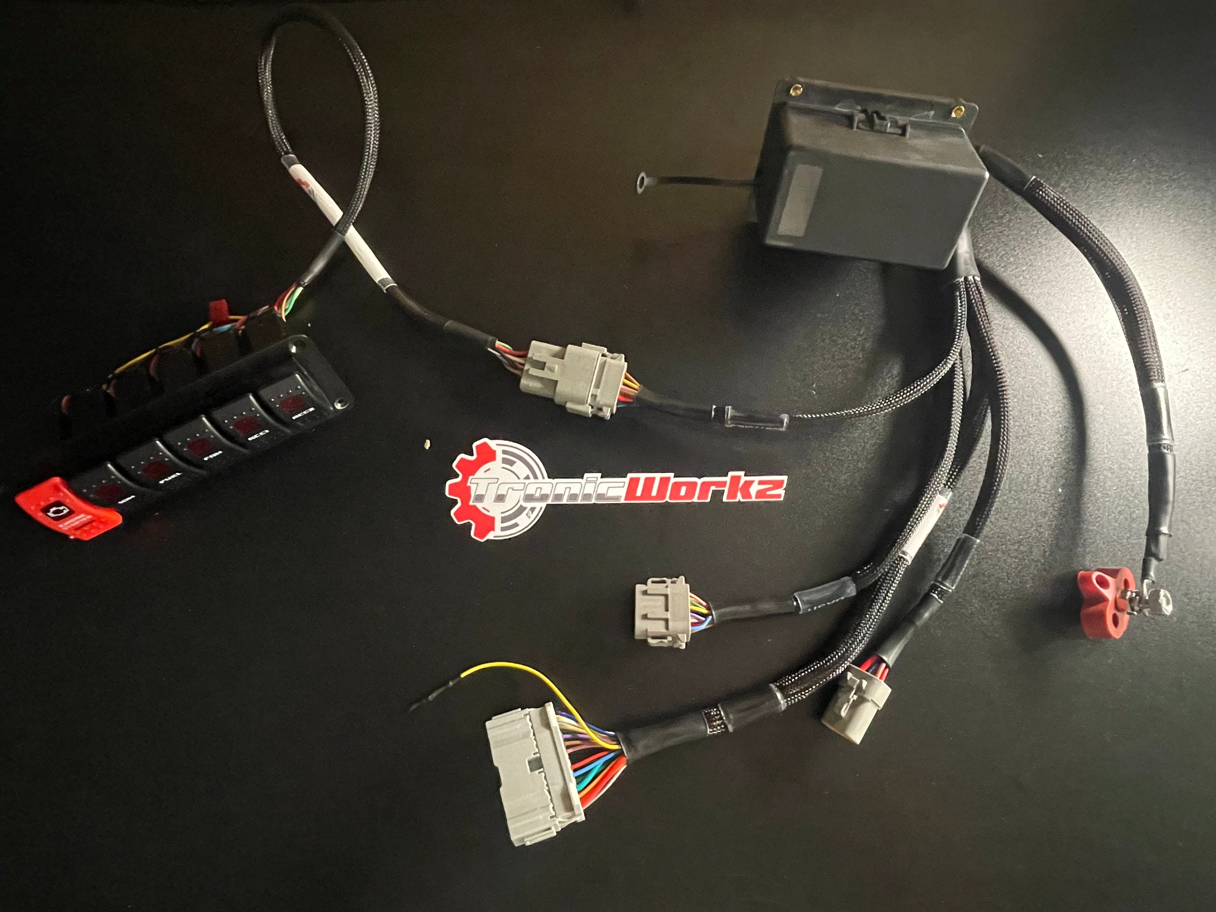 D & B-SERIES OBD2 TUCKED ENGINE HARNESS KIT W/ FUSE BOX, SWITCH PANEL